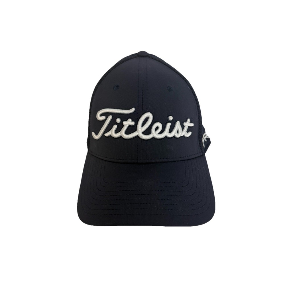 Titleist FJ Pro V1 Golf Navy Mesh Fitted Baseball Cap Hat Small‎ Medium Preppy